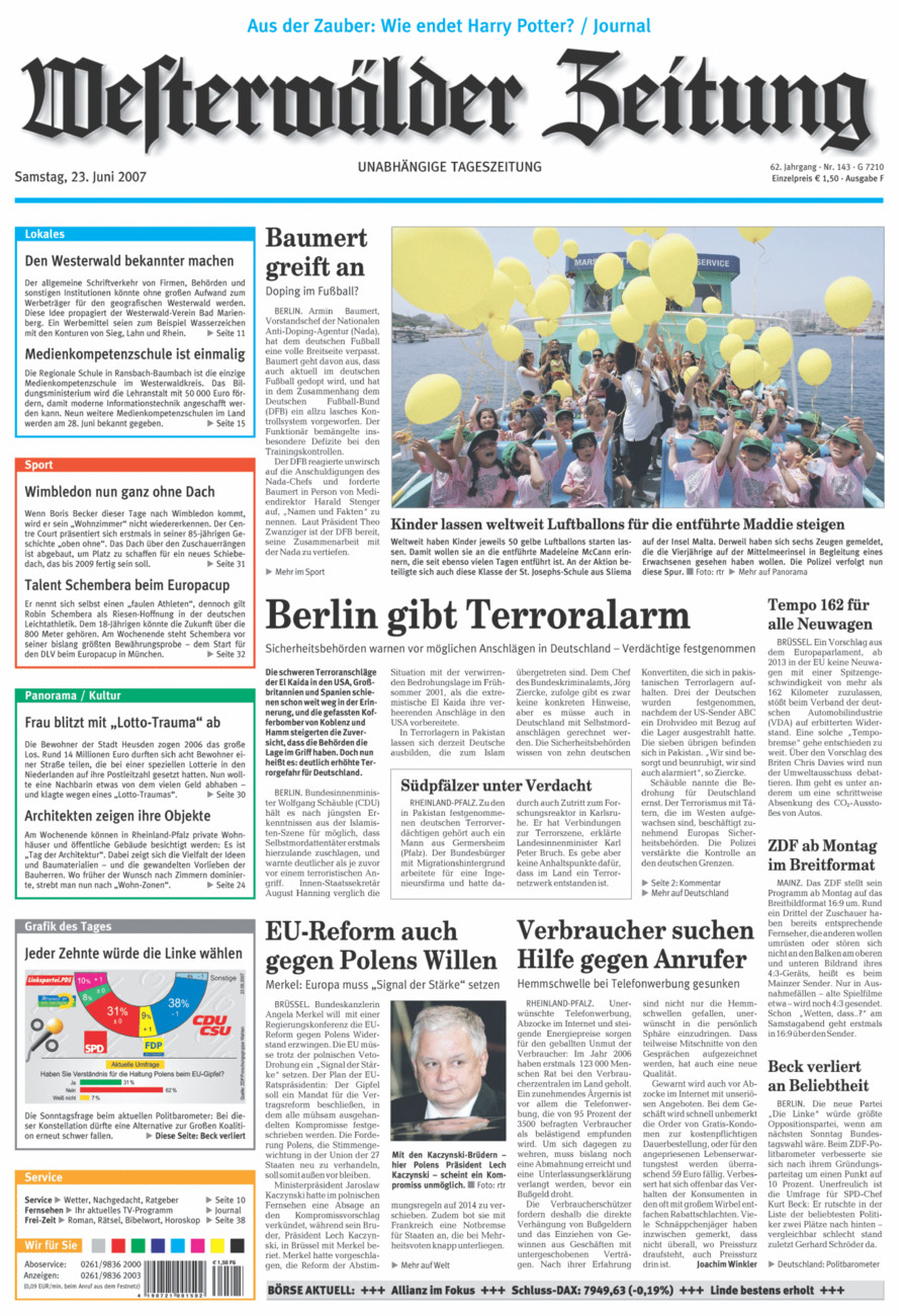 Westerwälder Zeitung vom Samstag, 23.06.2007