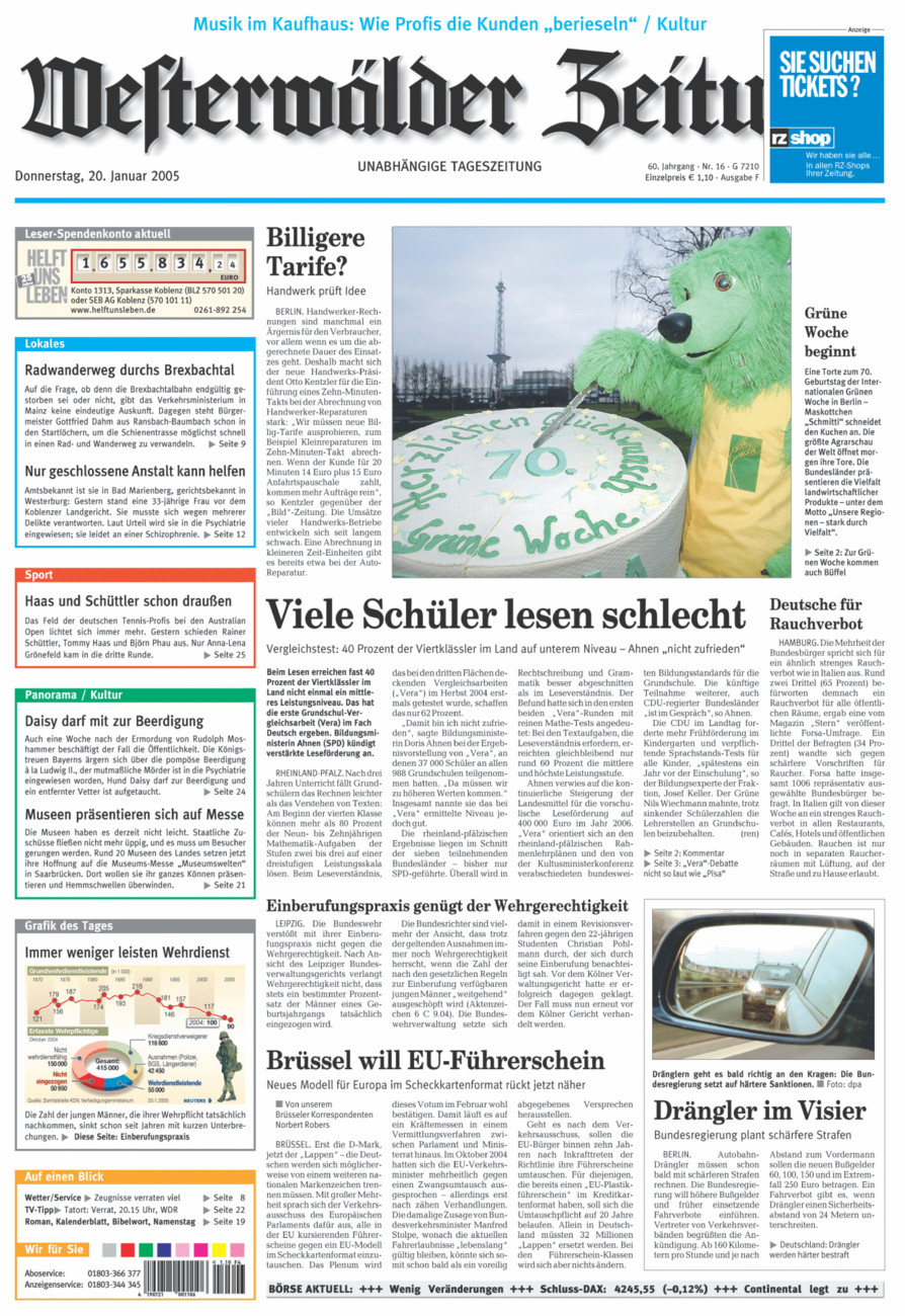 Westerwälder Zeitung vom Donnerstag, 20.01.2005