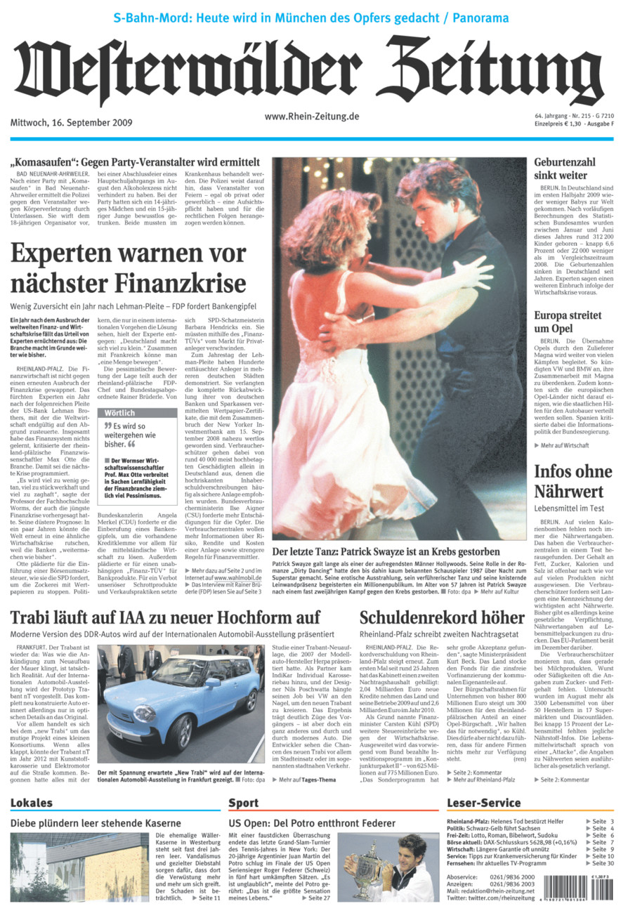 Westerwälder Zeitung vom Mittwoch, 16.09.2009