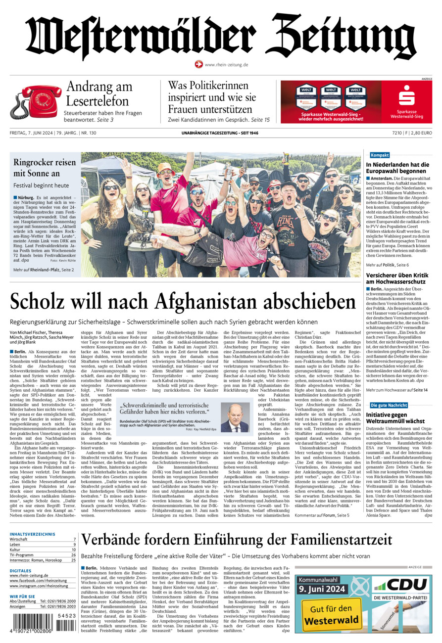 Westerwälder Zeitung vom Freitag, 07.06.2024
