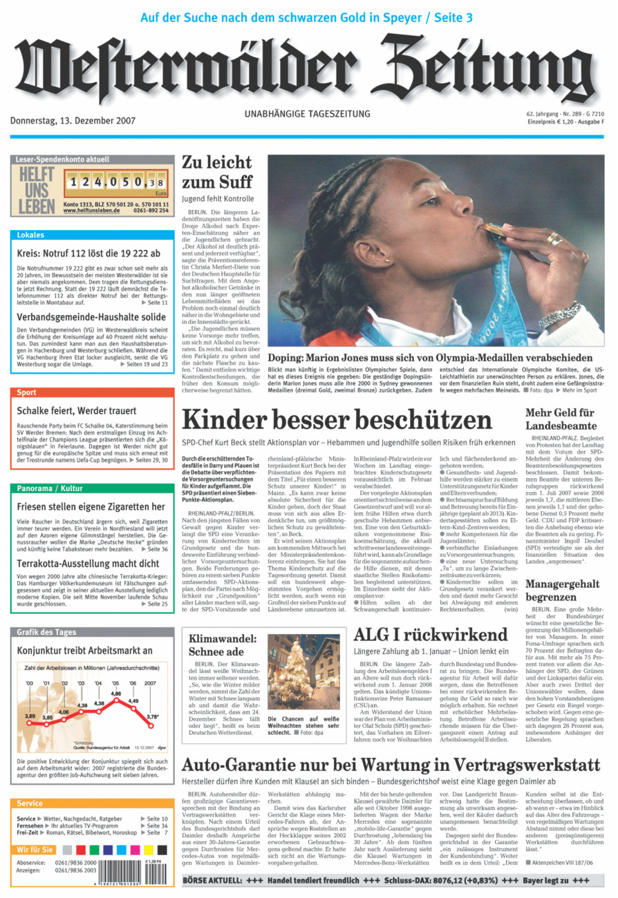 Westerwälder Zeitung vom Donnerstag, 13.12.2007