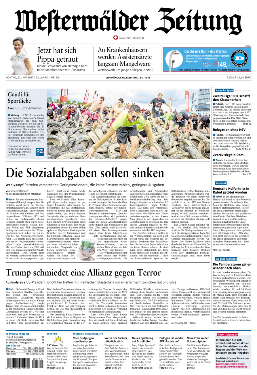Westerwälder Zeitung vom Montag, 22.05.2017