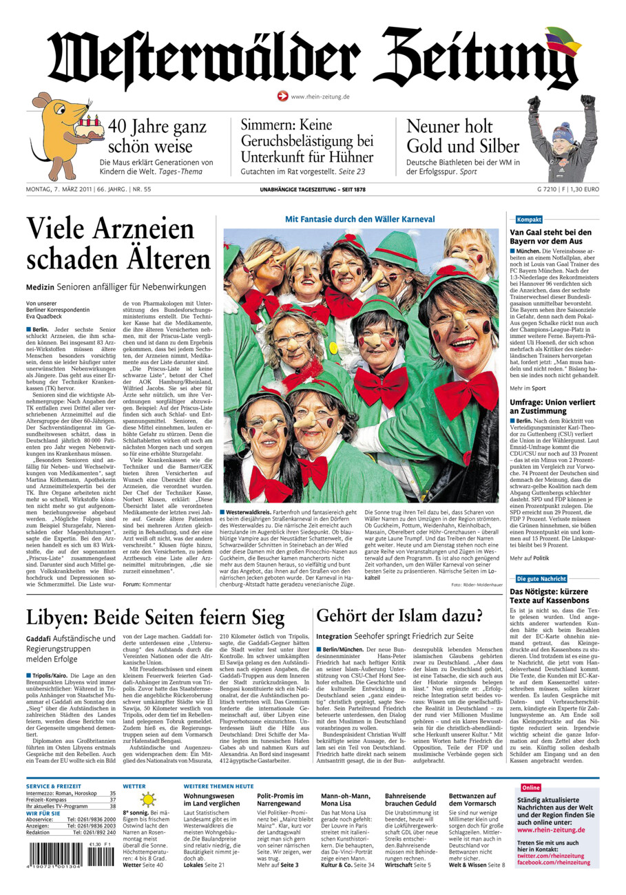Westerwälder Zeitung vom Montag, 07.03.2011