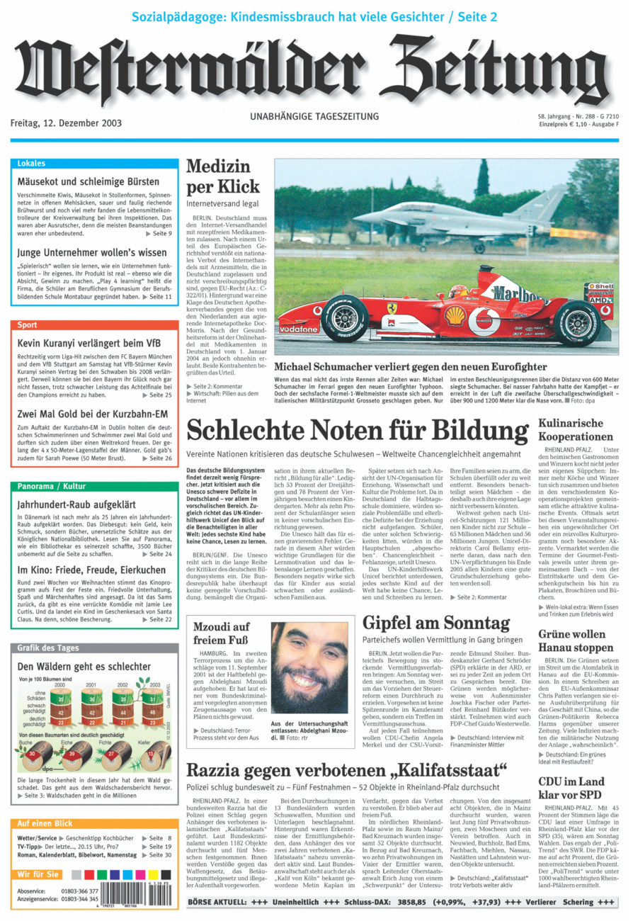 Westerwälder Zeitung vom Freitag, 12.12.2003