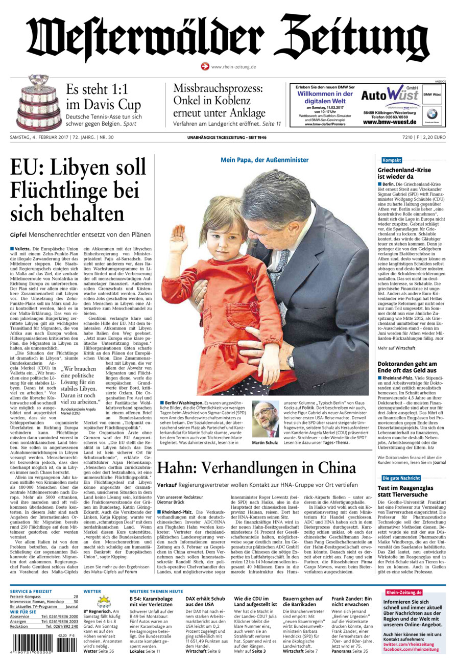 Westerwälder Zeitung vom Samstag, 04.02.2017