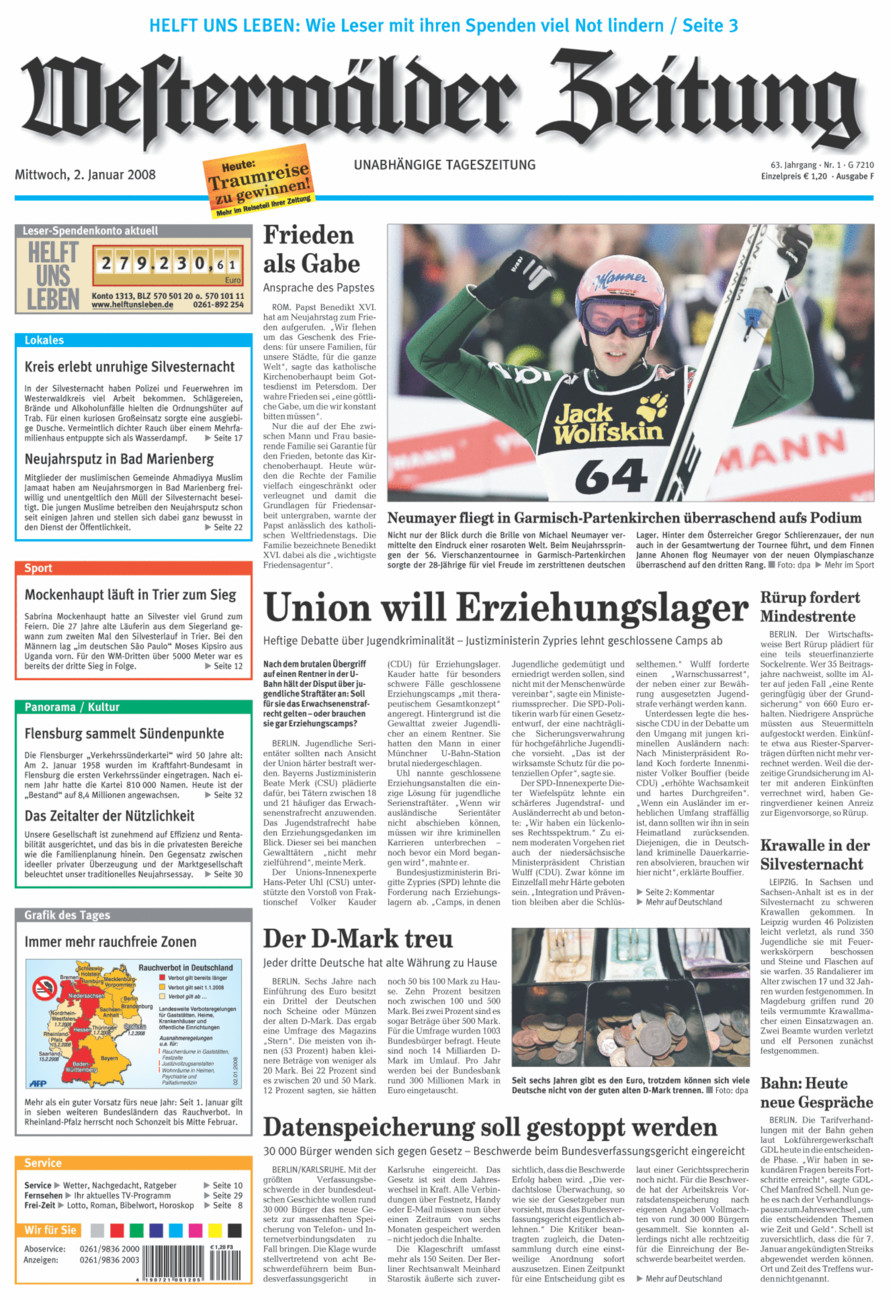 Westerwälder Zeitung vom Mittwoch, 02.01.2008