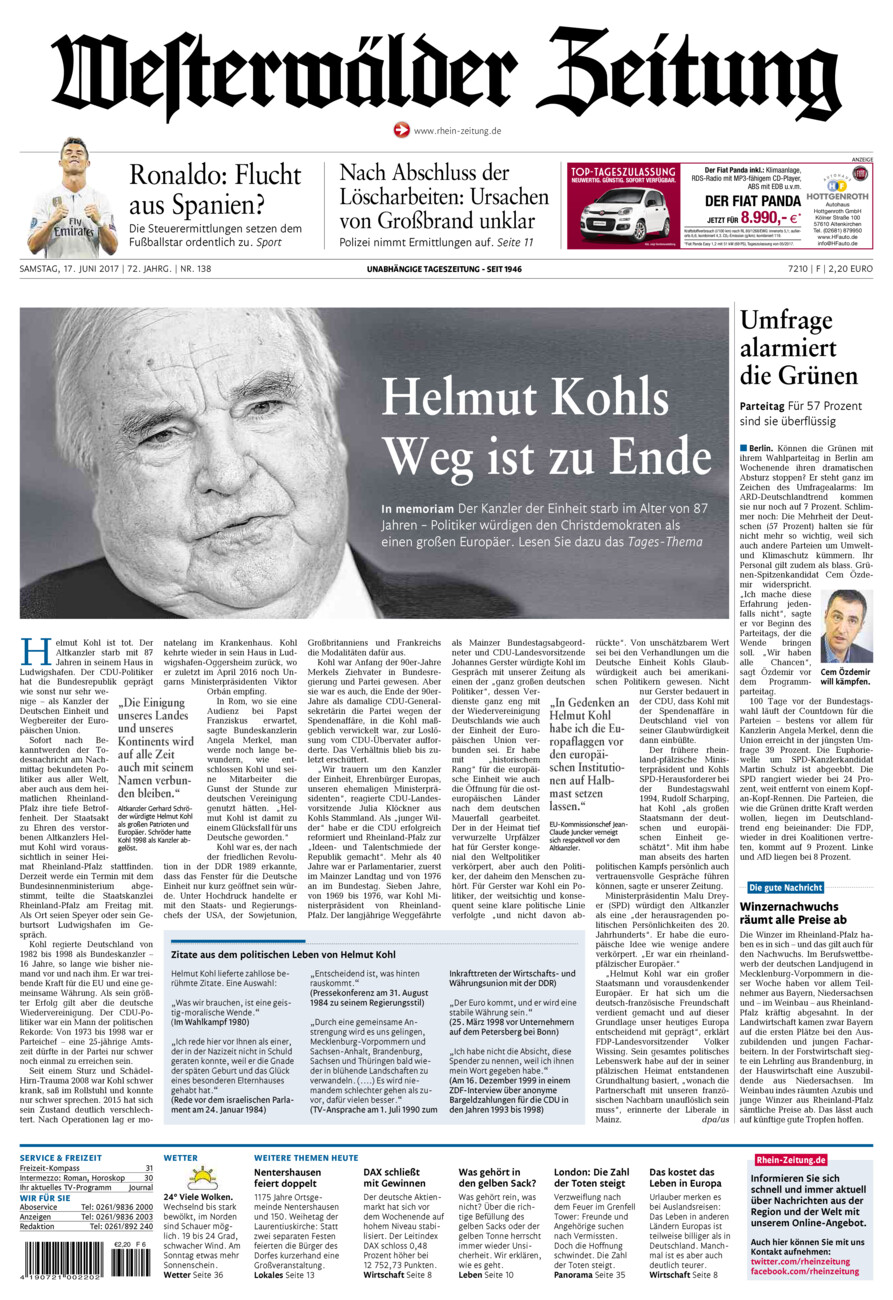 Westerwälder Zeitung vom Samstag, 17.06.2017