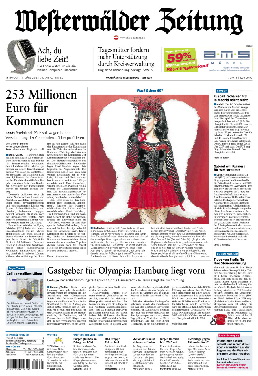 Westerwälder Zeitung vom Mittwoch, 11.03.2015