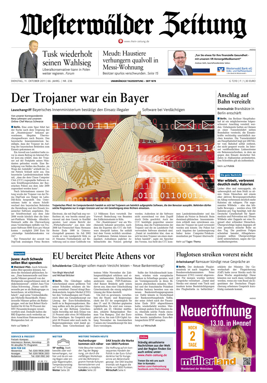 Westerwälder Zeitung vom Dienstag, 11.10.2011