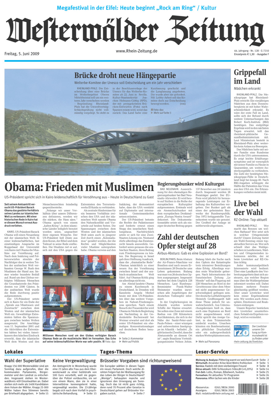 Westerwälder Zeitung vom Freitag, 05.06.2009