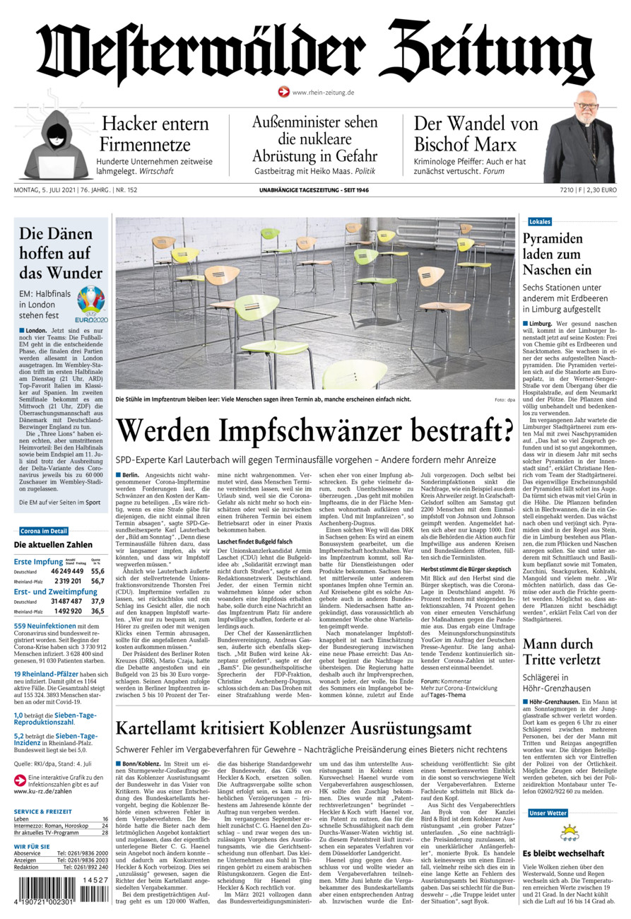 Westerwälder Zeitung vom Montag, 05.07.2021