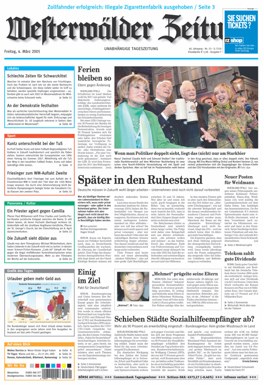 Westerwälder Zeitung vom Freitag, 04.03.2005