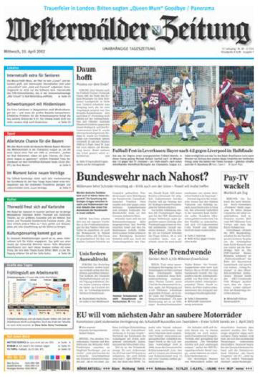Westerwälder Zeitung vom Mittwoch, 10.04.2002