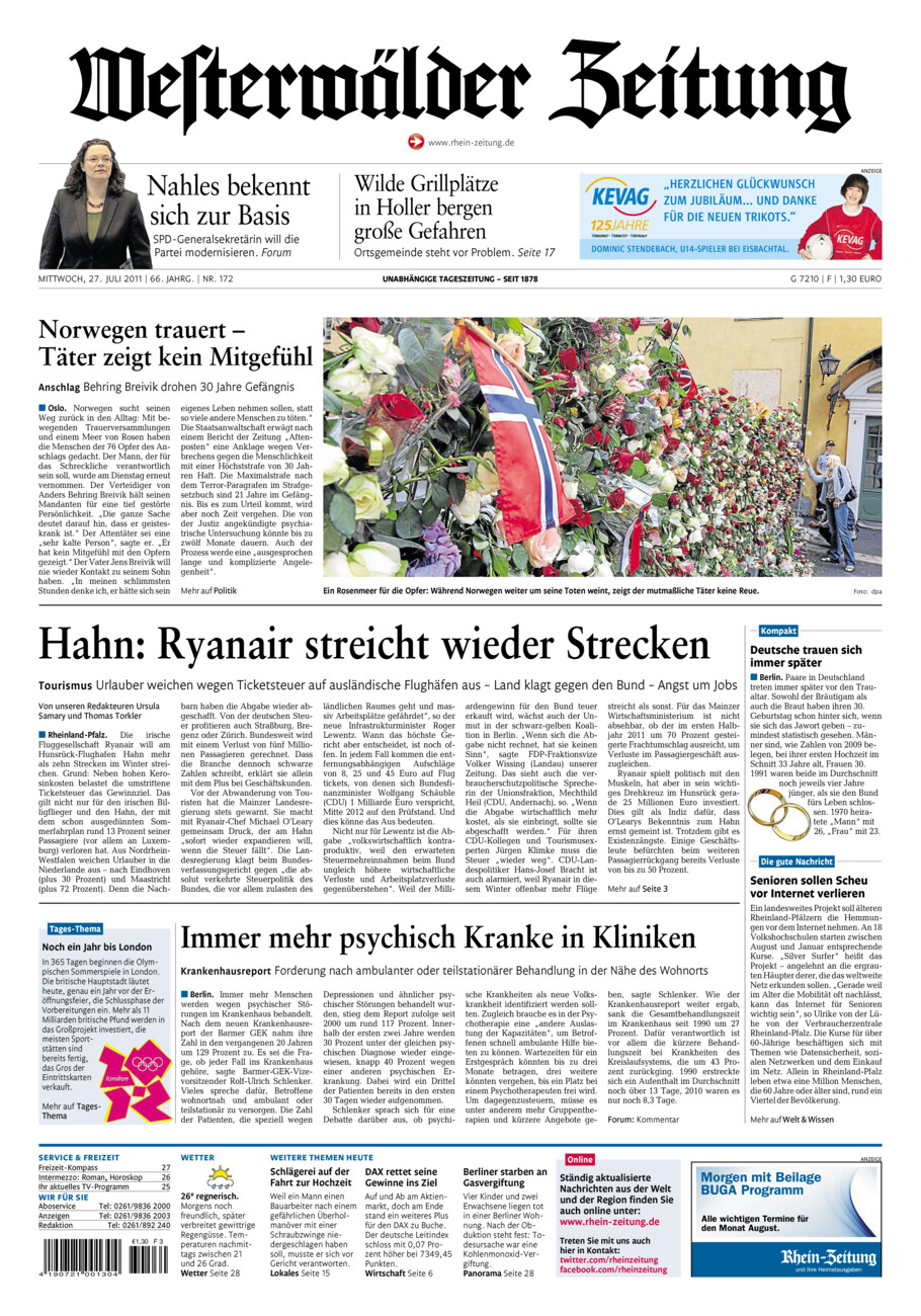 Westerwälder Zeitung vom Mittwoch, 27.07.2011