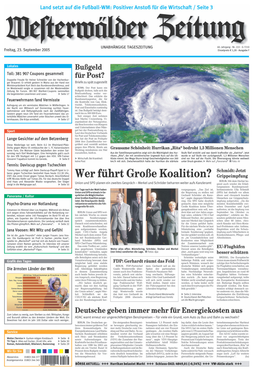 Westerwälder Zeitung vom Freitag, 23.09.2005