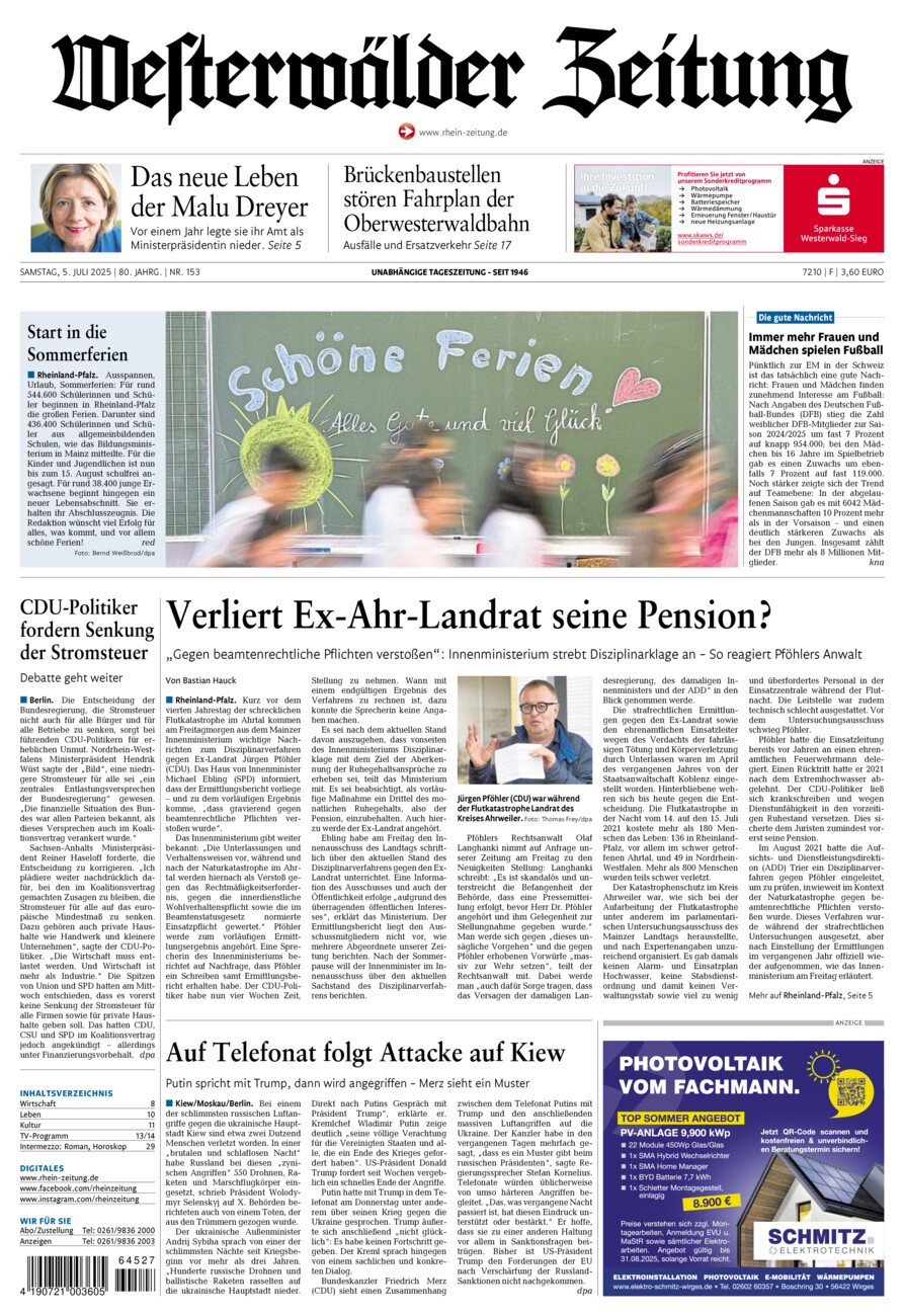 Westerwälder Zeitung vom Samstag, 05.07.2025