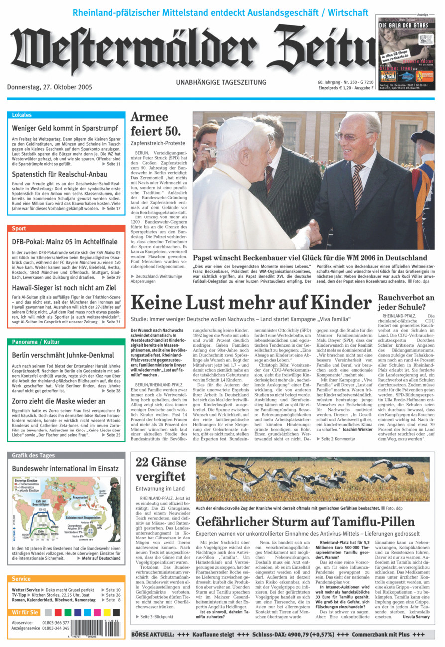 Westerwälder Zeitung vom Donnerstag, 27.10.2005