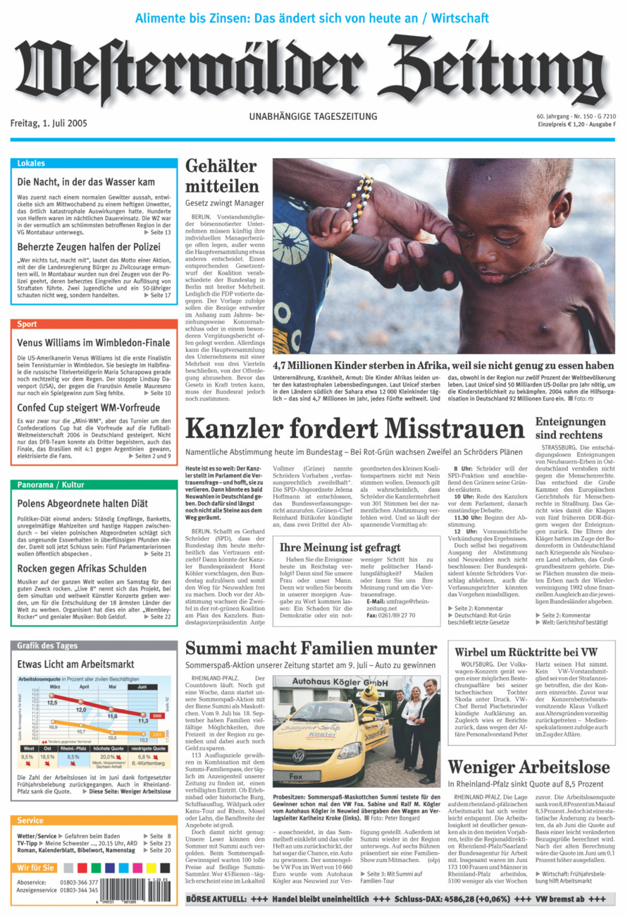 Westerwälder Zeitung vom Freitag, 01.07.2005