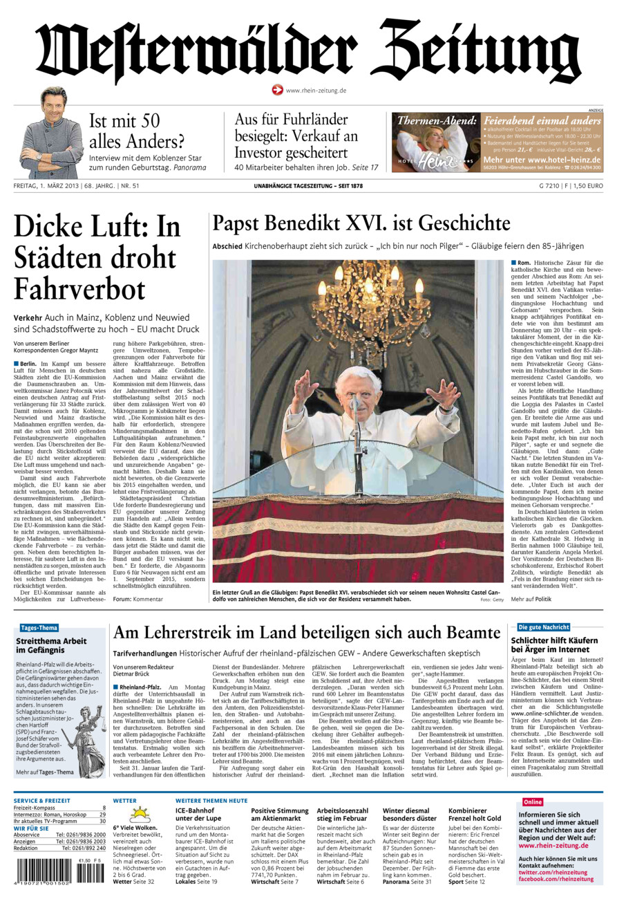 Westerwälder Zeitung vom Freitag, 01.03.2013