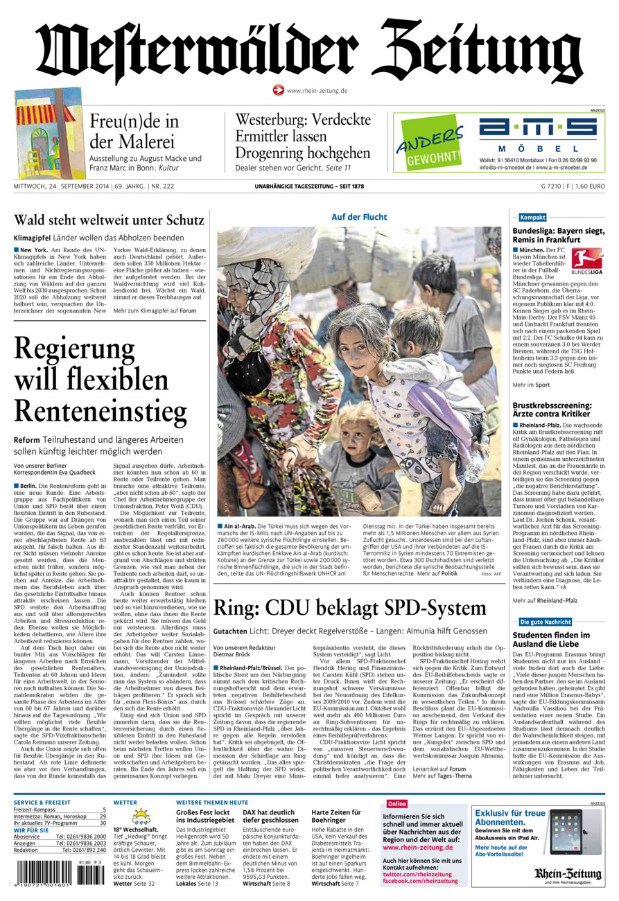 Westerwälder Zeitung vom Mittwoch, 24.09.2014