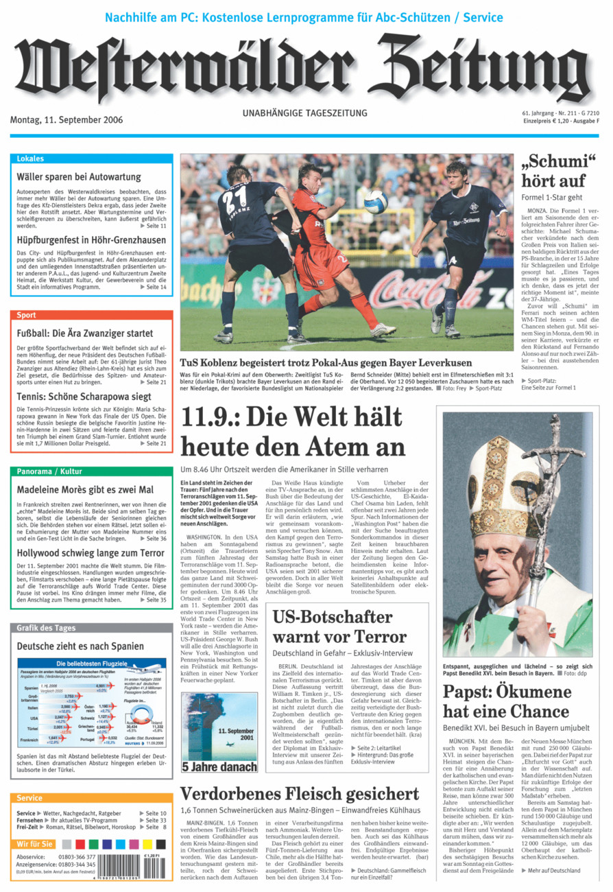 Westerwälder Zeitung vom Montag, 11.09.2006