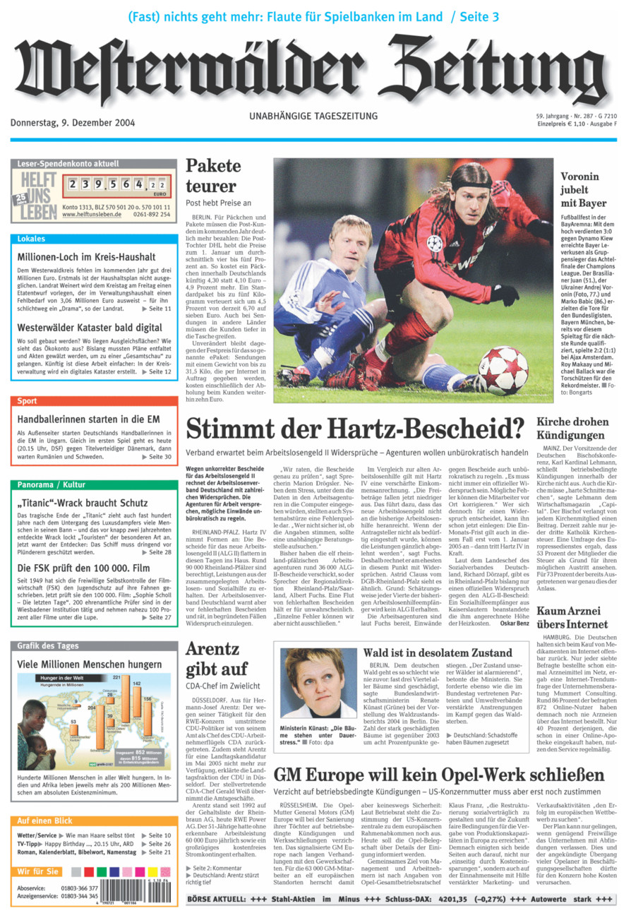 Westerwälder Zeitung vom Donnerstag, 09.12.2004