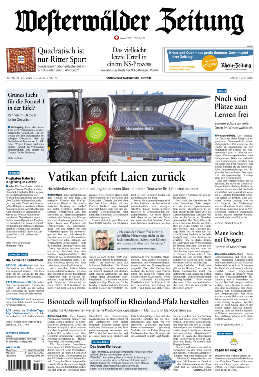 Westerwälder Zeitung vom Freitag, 24.07.2020