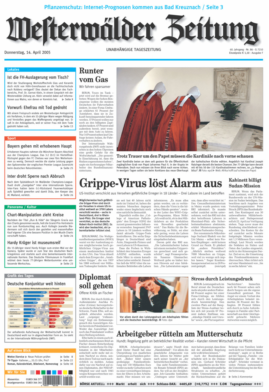Westerwälder Zeitung vom Donnerstag, 14.04.2005