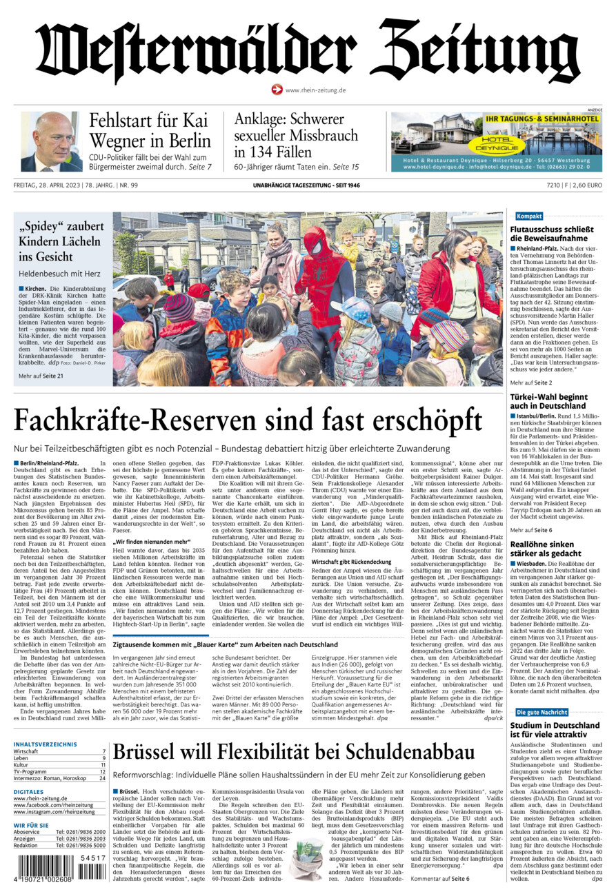 Westerwälder Zeitung vom Freitag, 28.04.2023