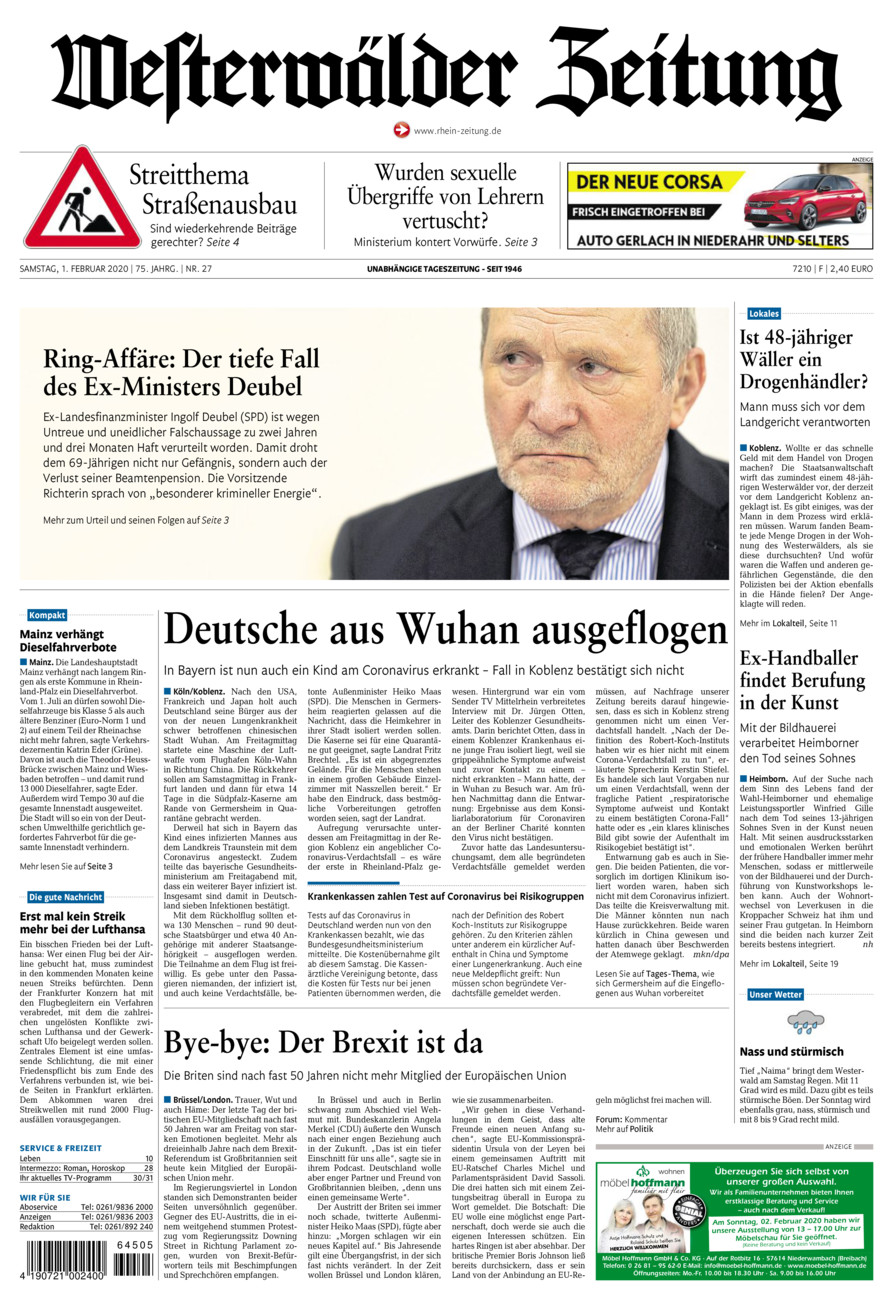 Westerwälder Zeitung vom Samstag, 01.02.2020