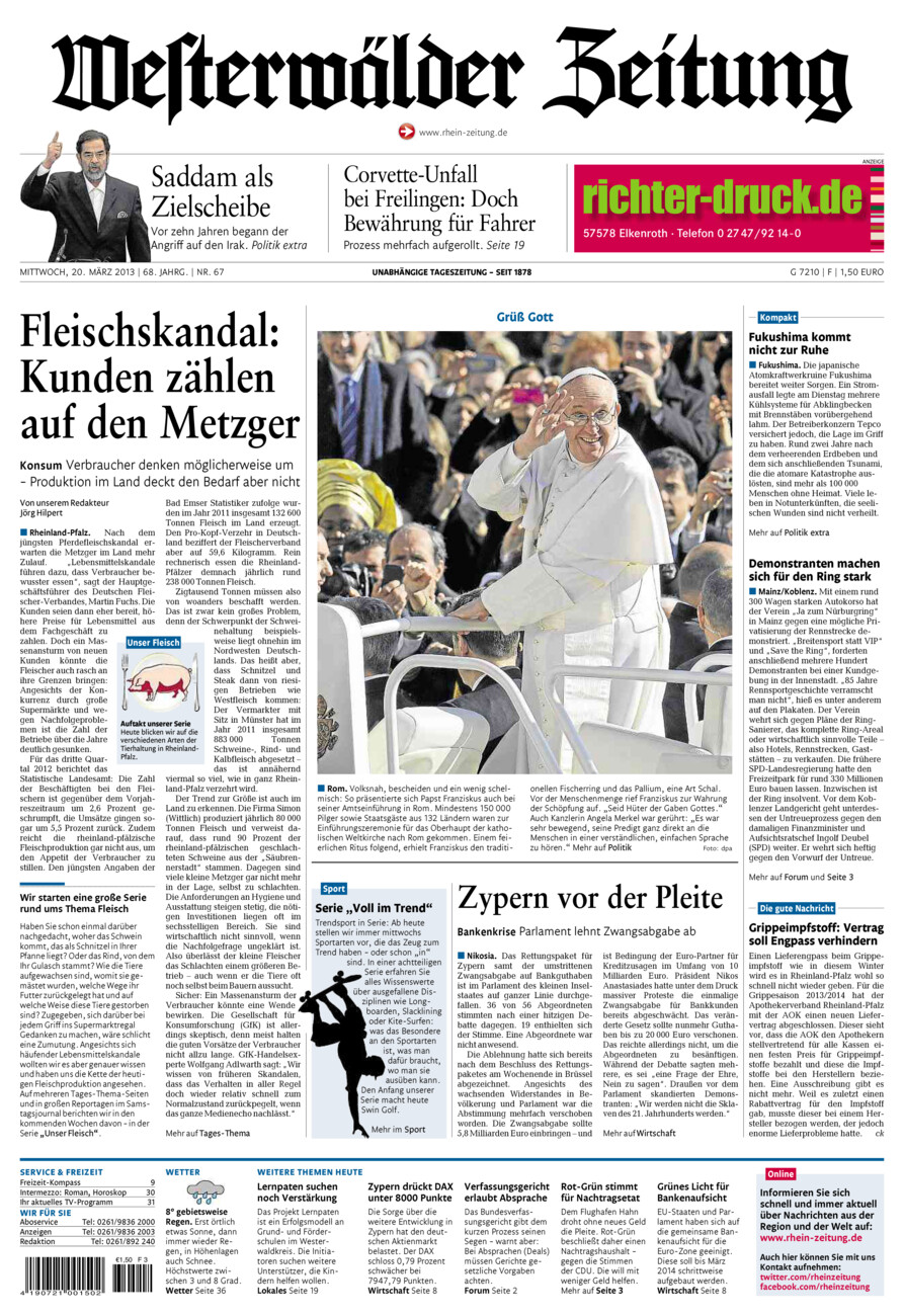 Westerwälder Zeitung vom Mittwoch, 20.03.2013