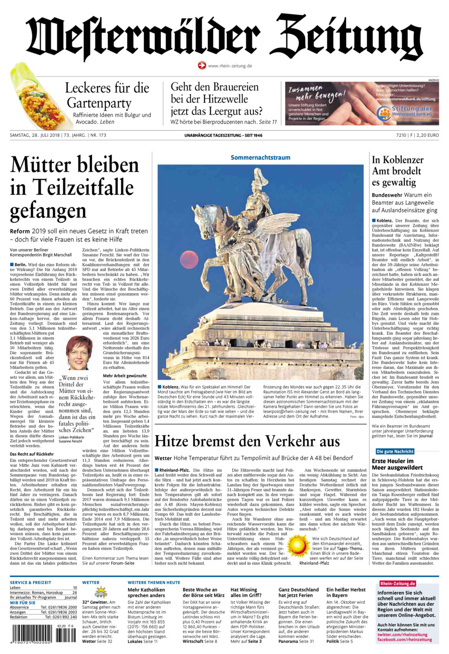 Westerwälder Zeitung vom Samstag, 28.07.2018