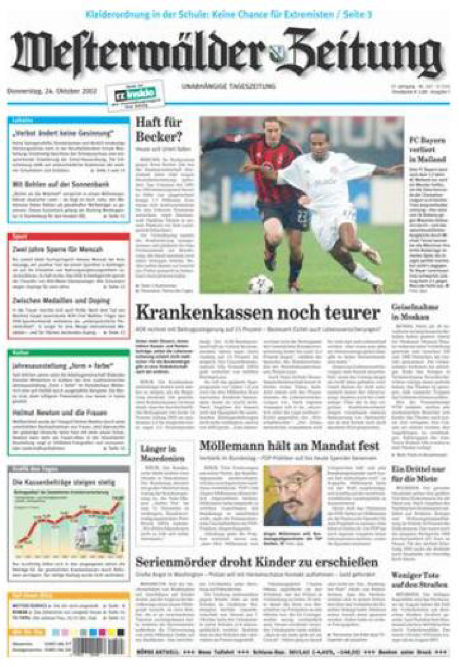 Westerwälder Zeitung vom Donnerstag, 24.10.2002