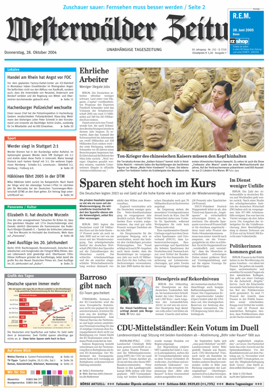 Westerwälder Zeitung vom Donnerstag, 28.10.2004