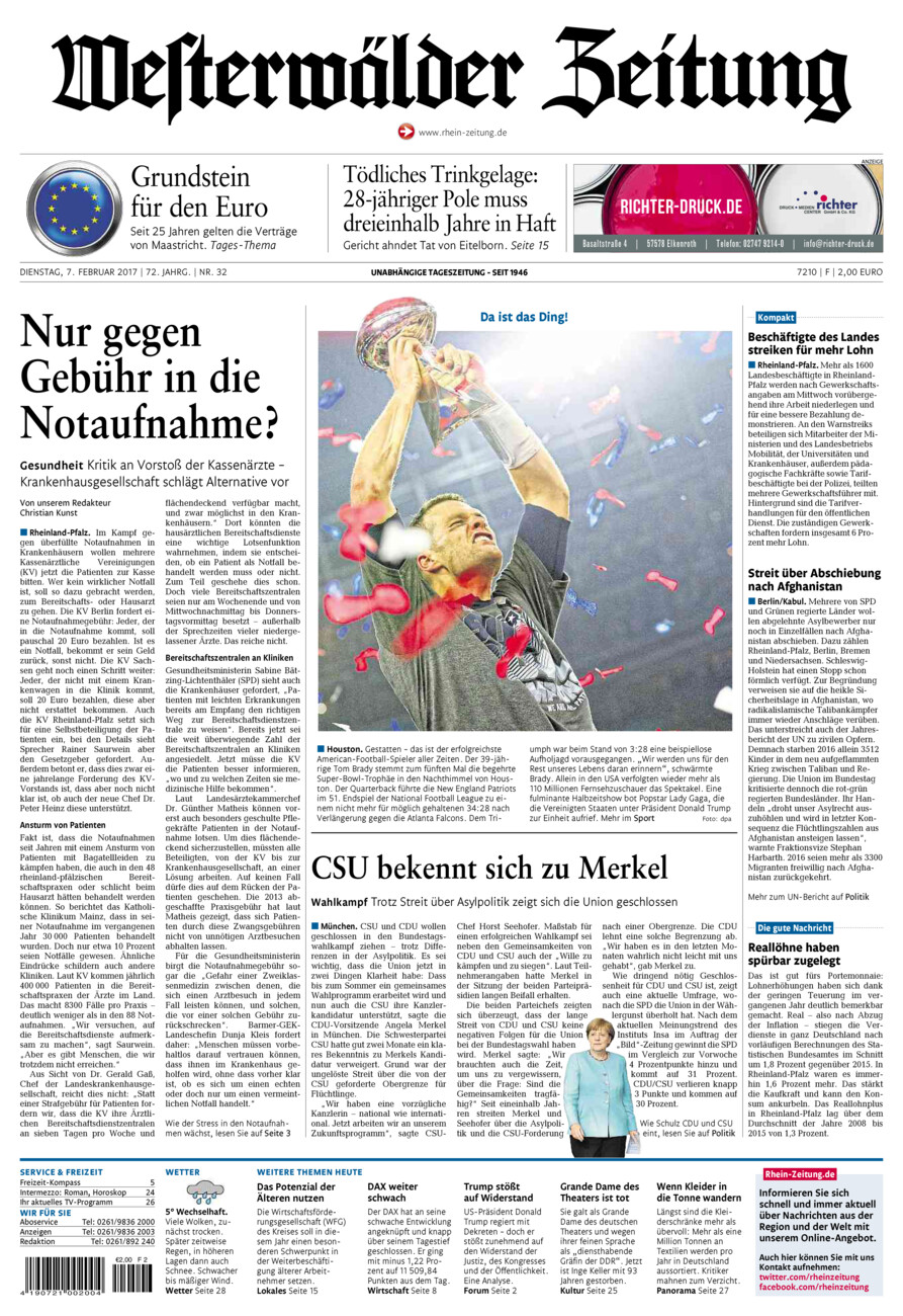 Westerwälder Zeitung vom Dienstag, 07.02.2017