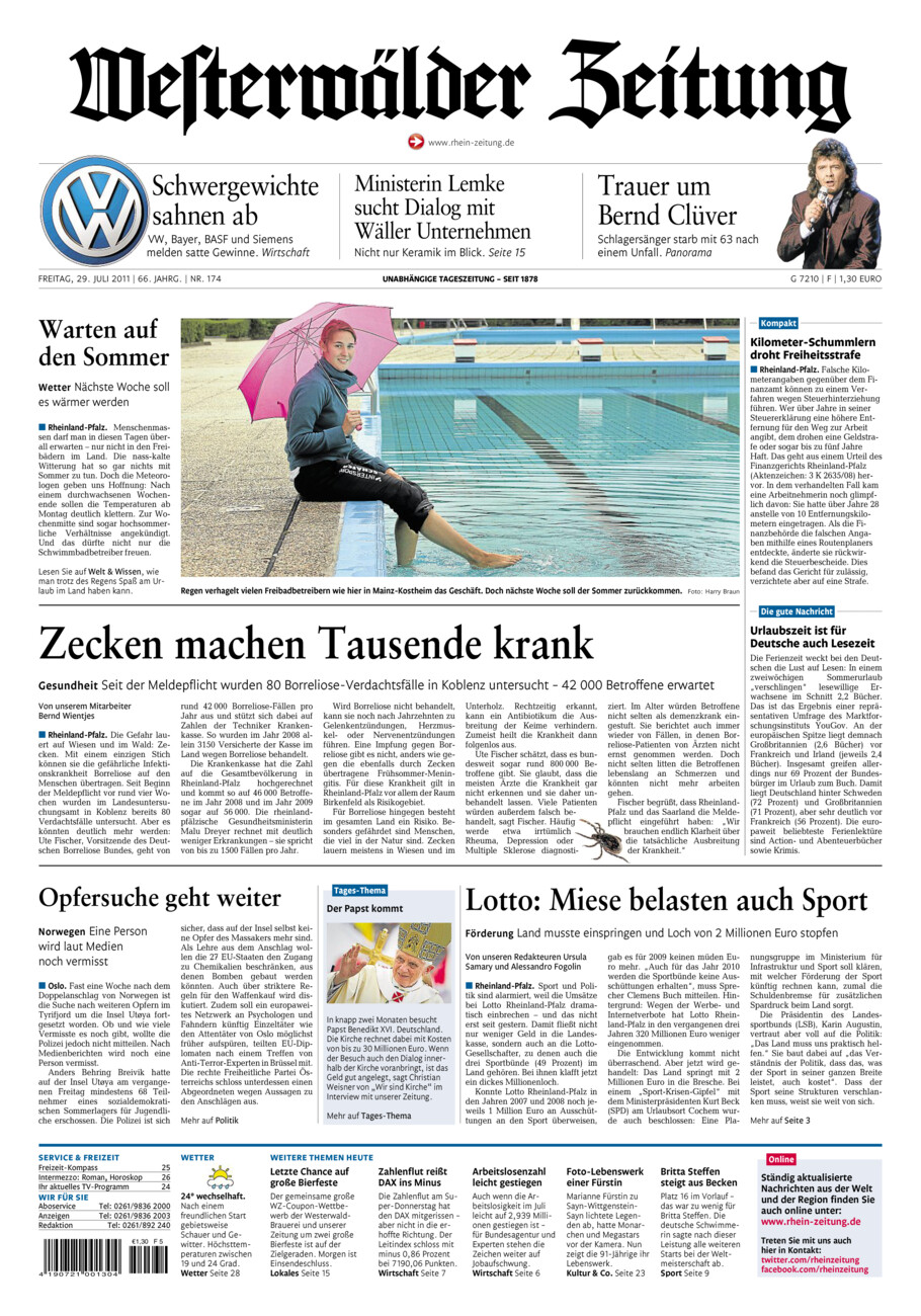 Westerwälder Zeitung vom Freitag, 29.07.2011