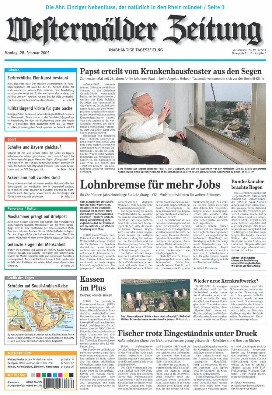 Westerwälder Zeitung vom Montag, 28.02.2005