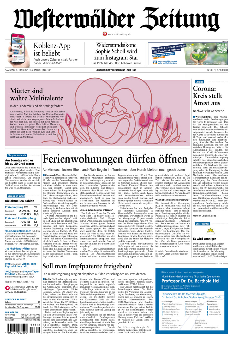 Westerwälder Zeitung vom Samstag, 08.05.2021