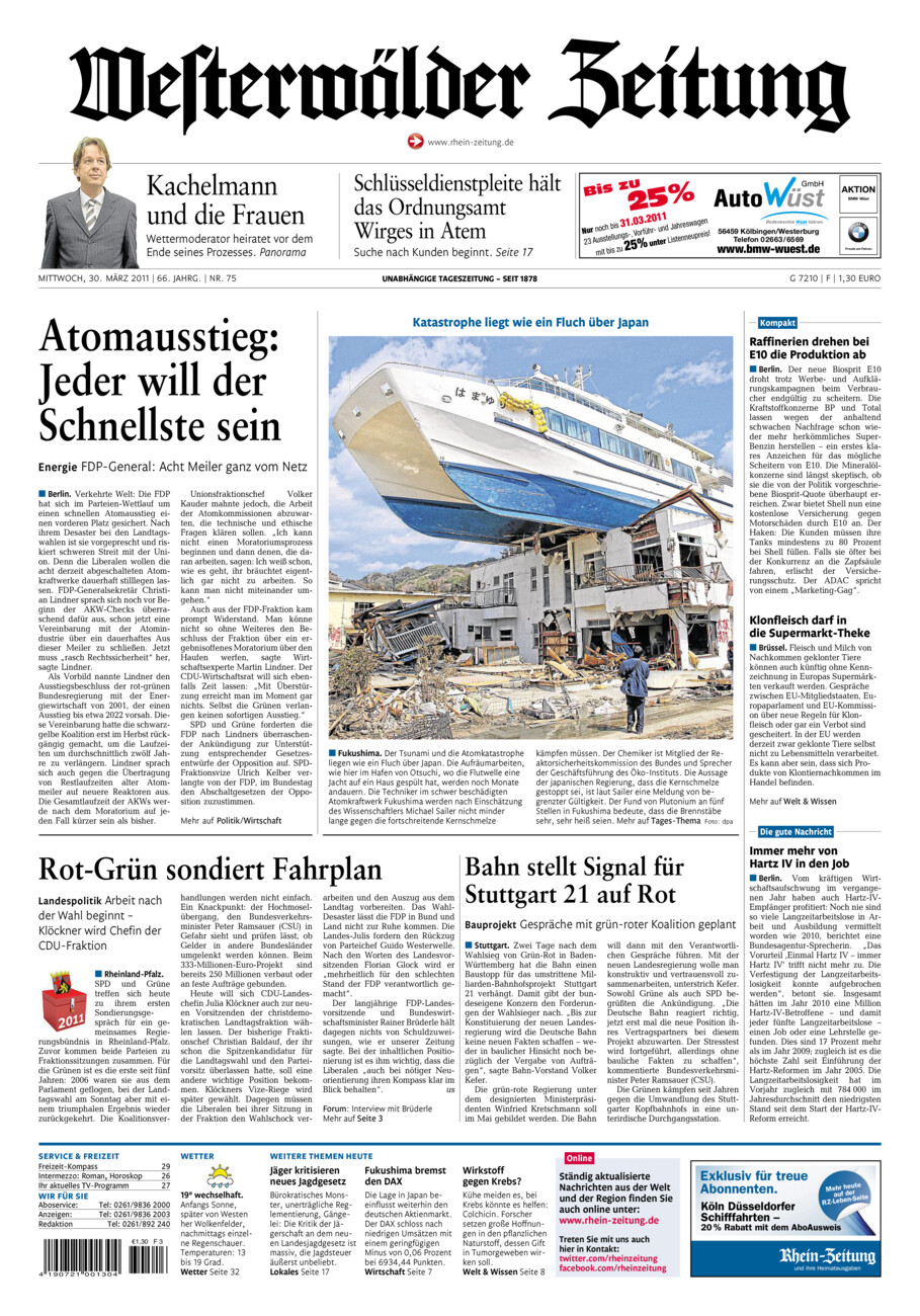 Westerwälder Zeitung vom Mittwoch, 30.03.2011