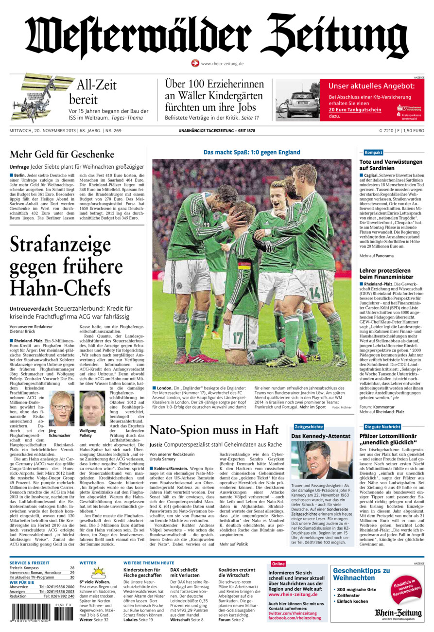 Westerwälder Zeitung vom Mittwoch, 20.11.2013