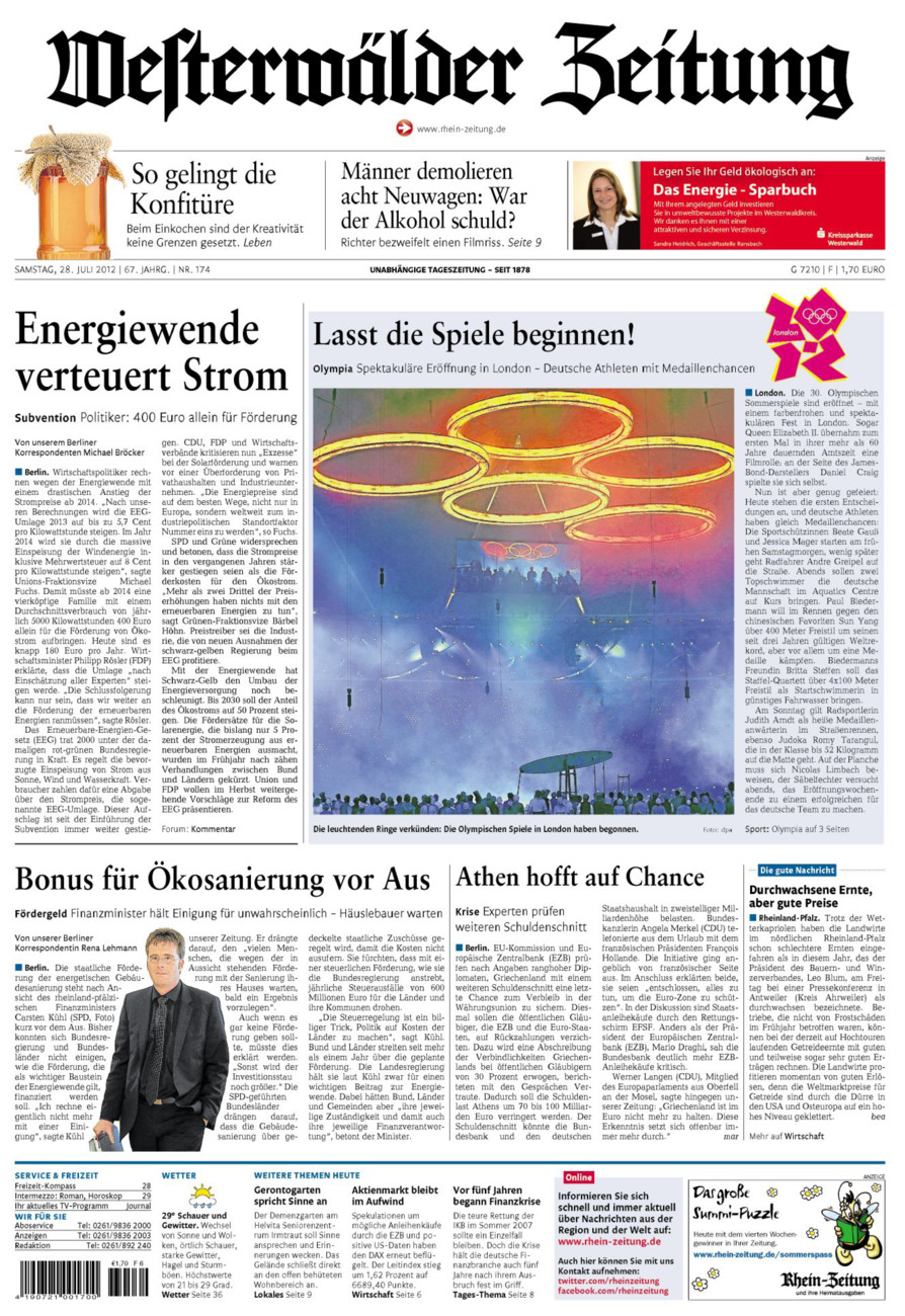 Westerwälder Zeitung vom Samstag, 28.07.2012