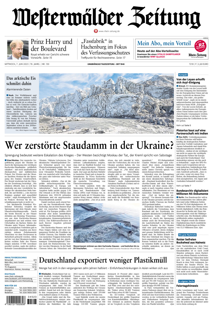 Westerwälder Zeitung vom Mittwoch, 07.06.2023