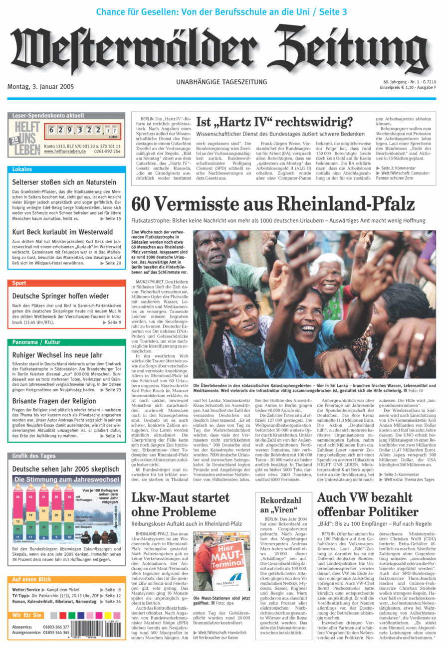 Westerwälder Zeitung vom Montag, 03.01.2005