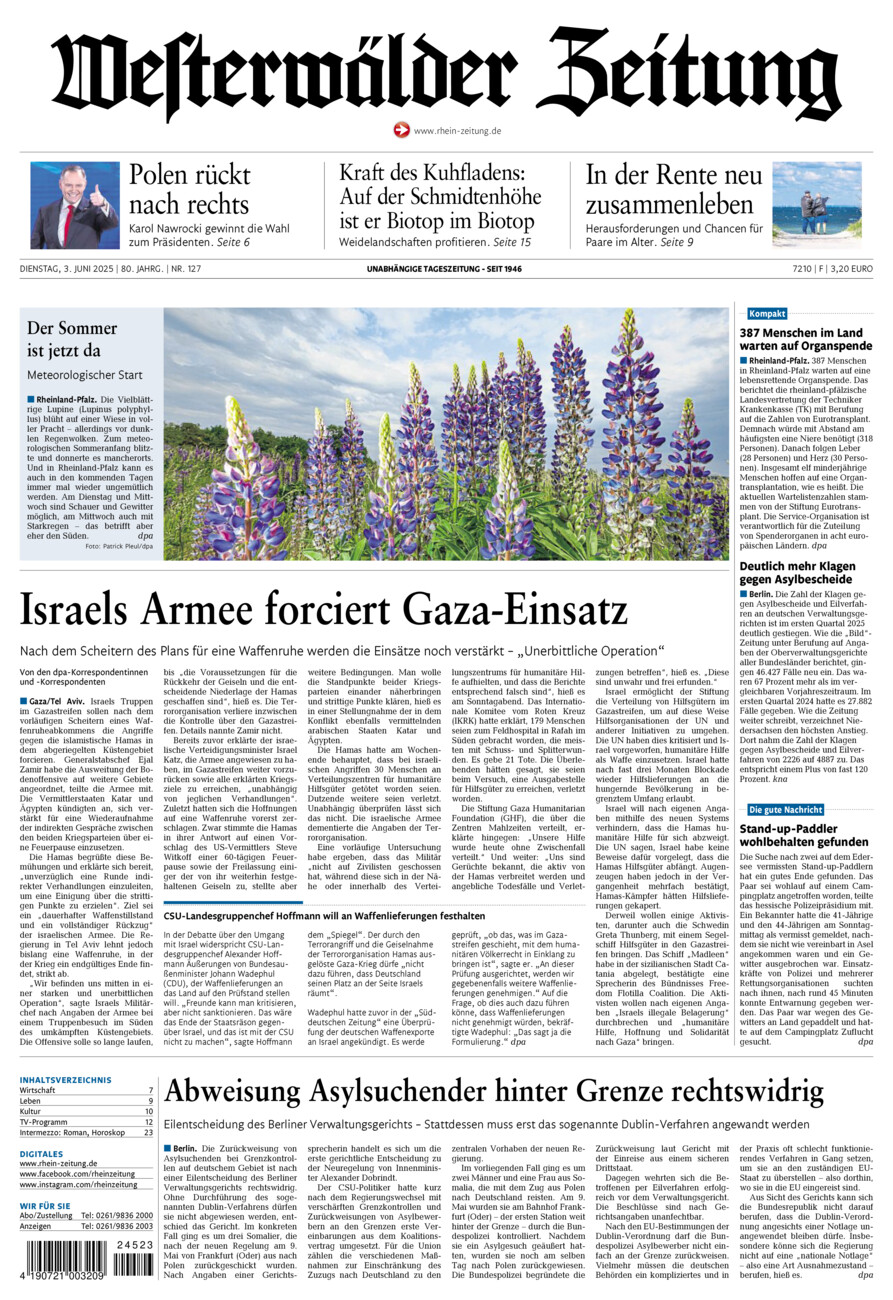 Westerwälder Zeitung vom Dienstag, 03.06.2025