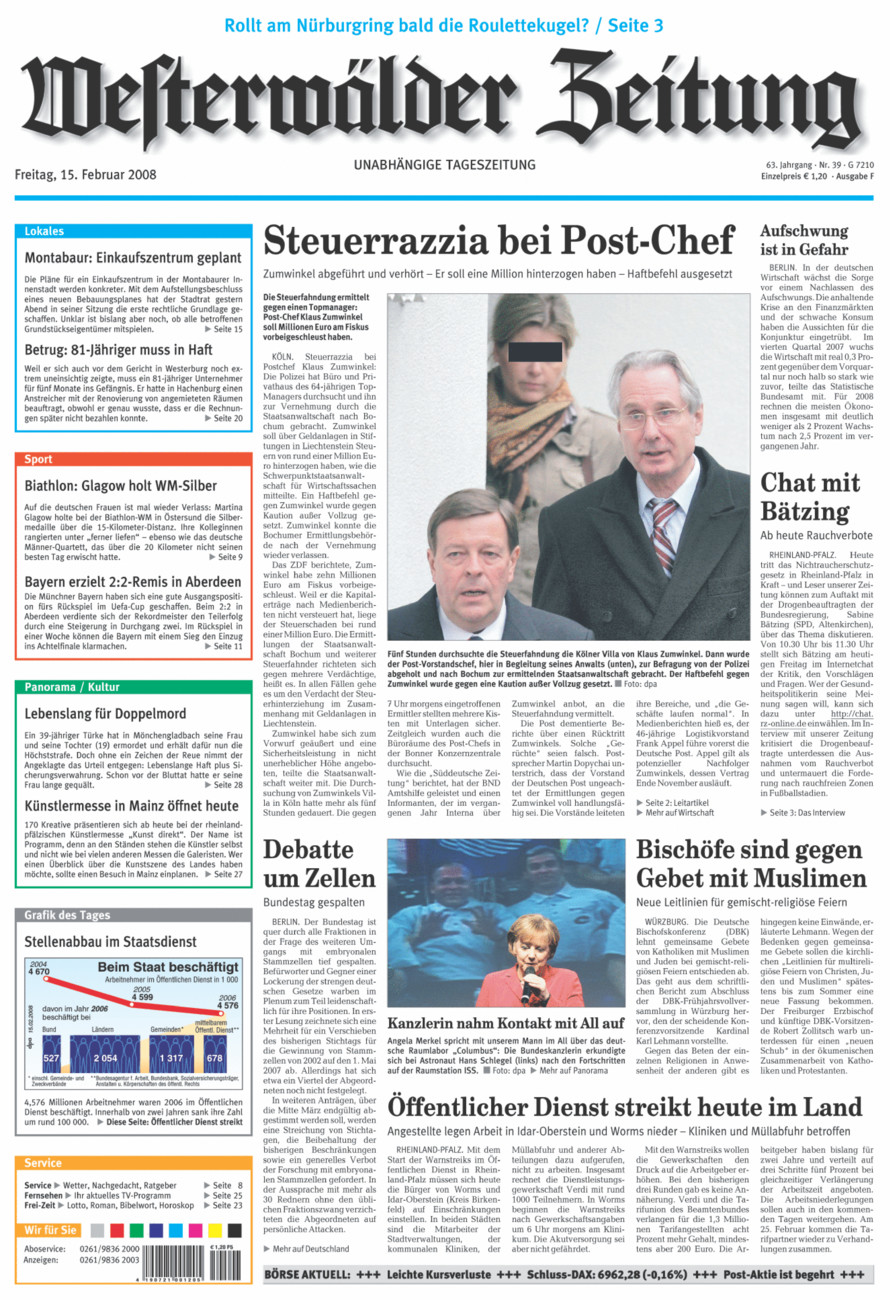 Westerwälder Zeitung vom Freitag, 15.02.2008