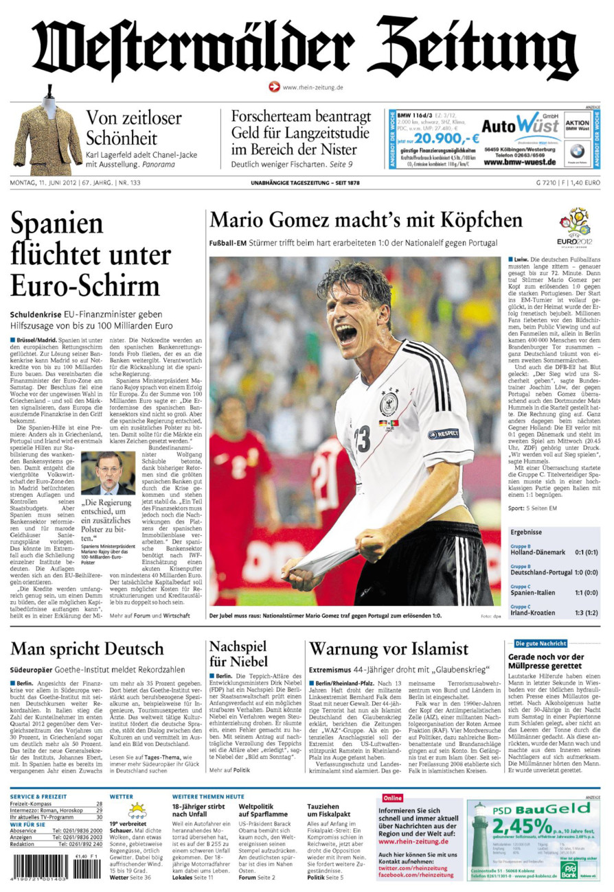 Westerwälder Zeitung vom Montag, 11.06.2012