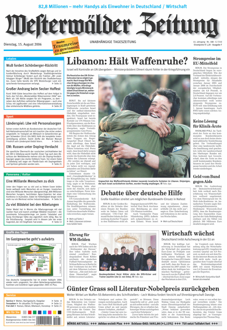Westerwälder Zeitung vom Dienstag, 15.08.2006