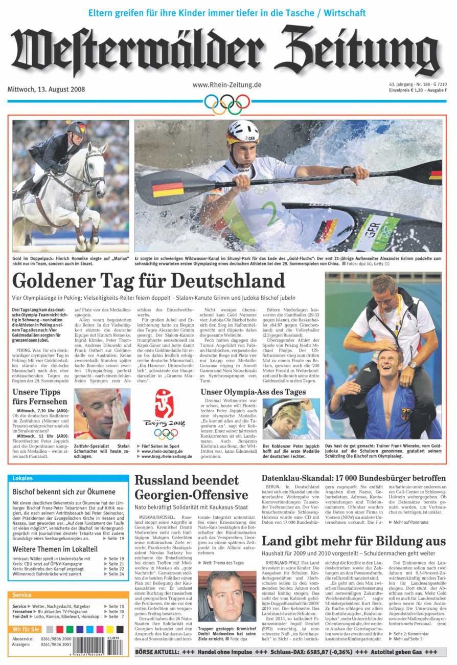Westerwälder Zeitung vom Mittwoch, 13.08.2008