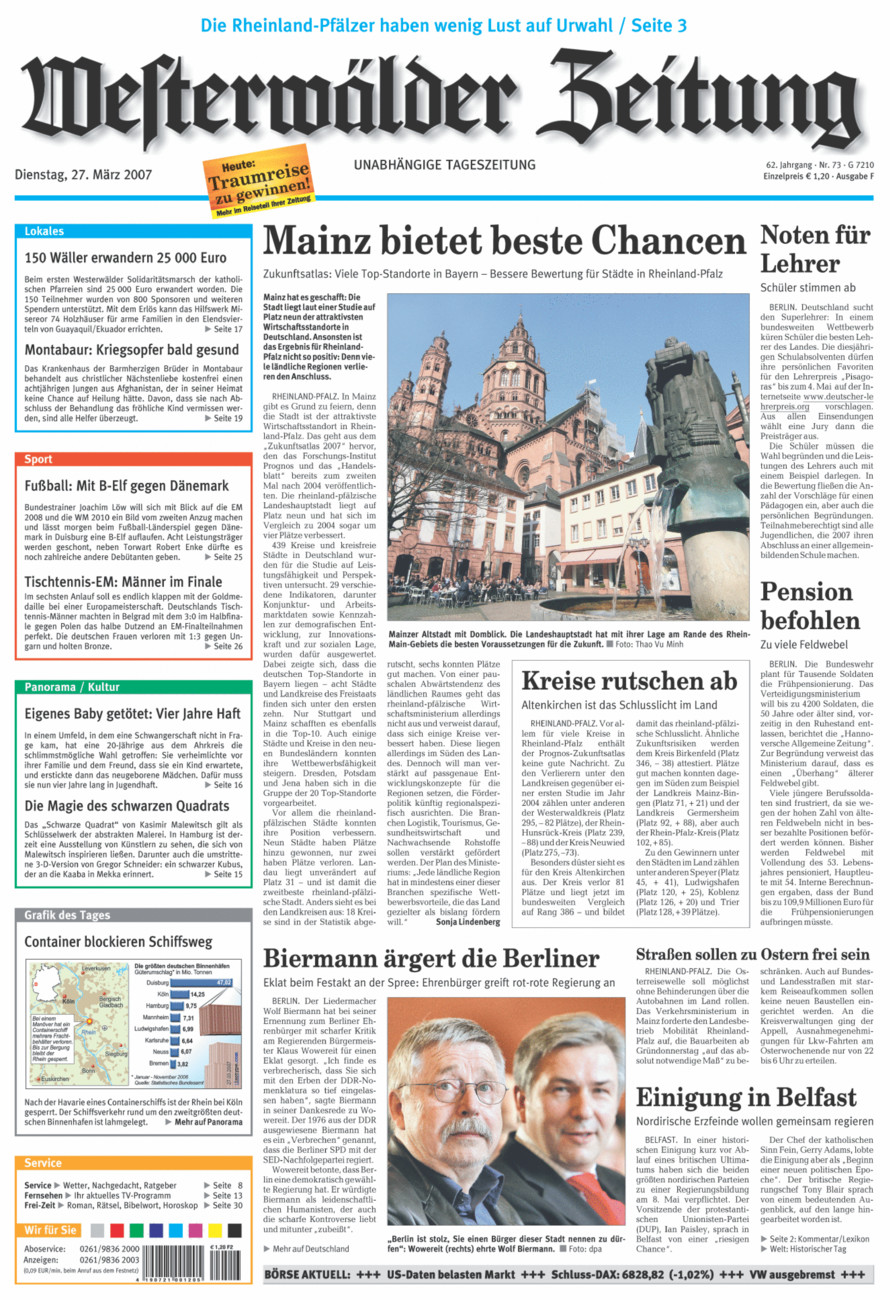 Westerwälder Zeitung vom Dienstag, 27.03.2007