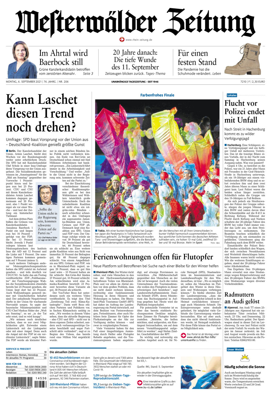 Westerwälder Zeitung vom Montag, 06.09.2021